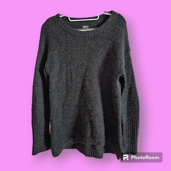 Only Sweaters - ONLY Women's Black Rainbow Sparkle Knit Sweater Size Medium
